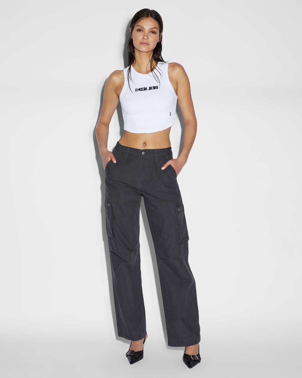 WOMENS SQUAD CARGO CHARCOAL PANTS