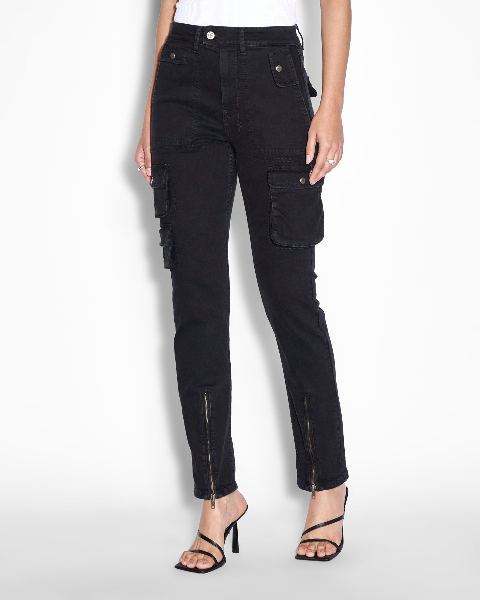 WOMENS  STRAIGHT UP STEALTH CARGO SLIM STRAIGHT DENIM JEANS