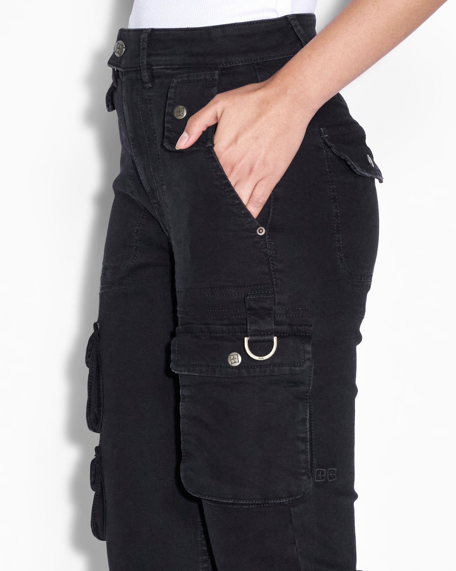WOMENS  STRAIGHT UP STEALTH CARGO SLIM STRAIGHT DENIM JEANS