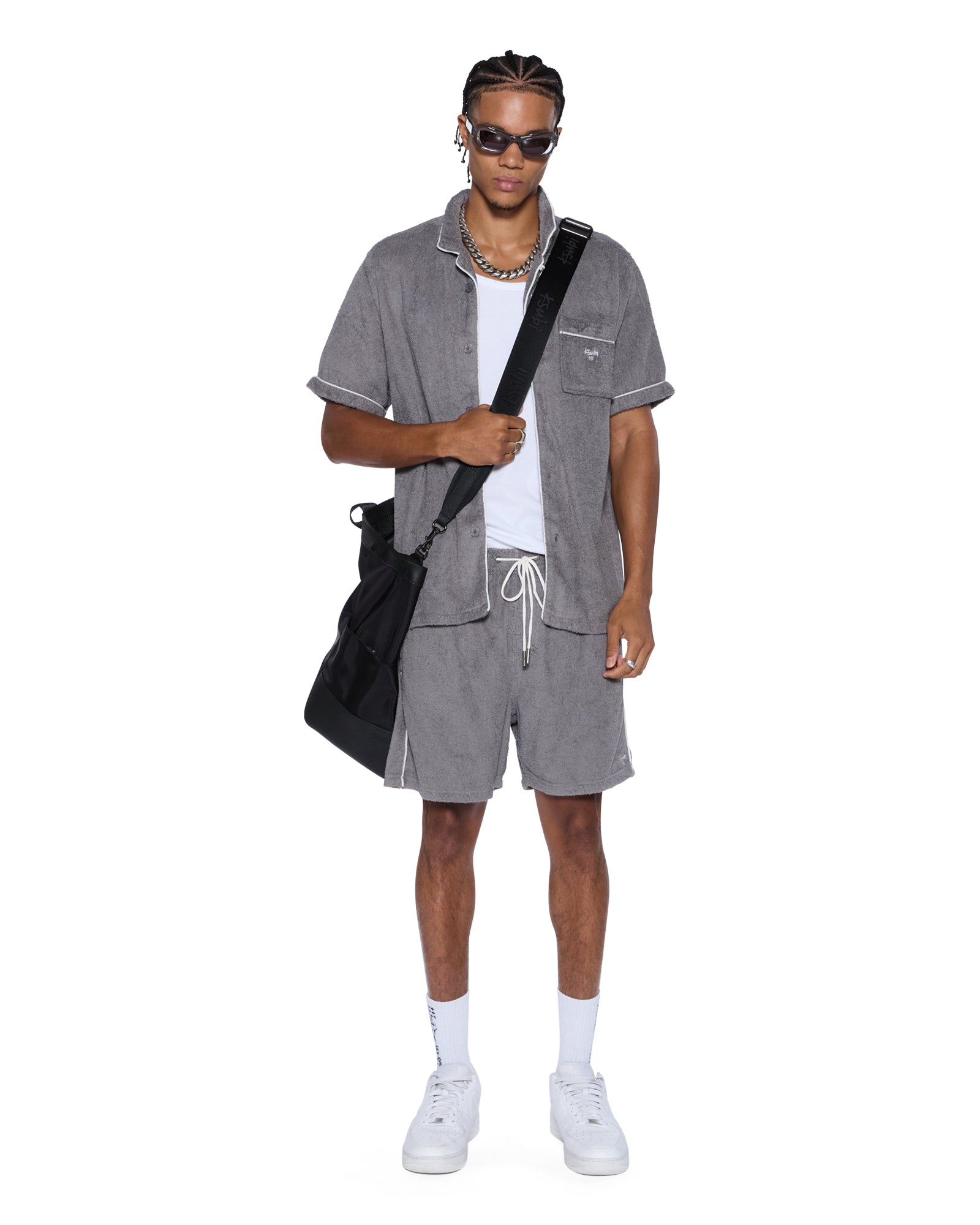 MENS  LOUNGE SHORT CHARCOAL RELAXED WALKSHORTS