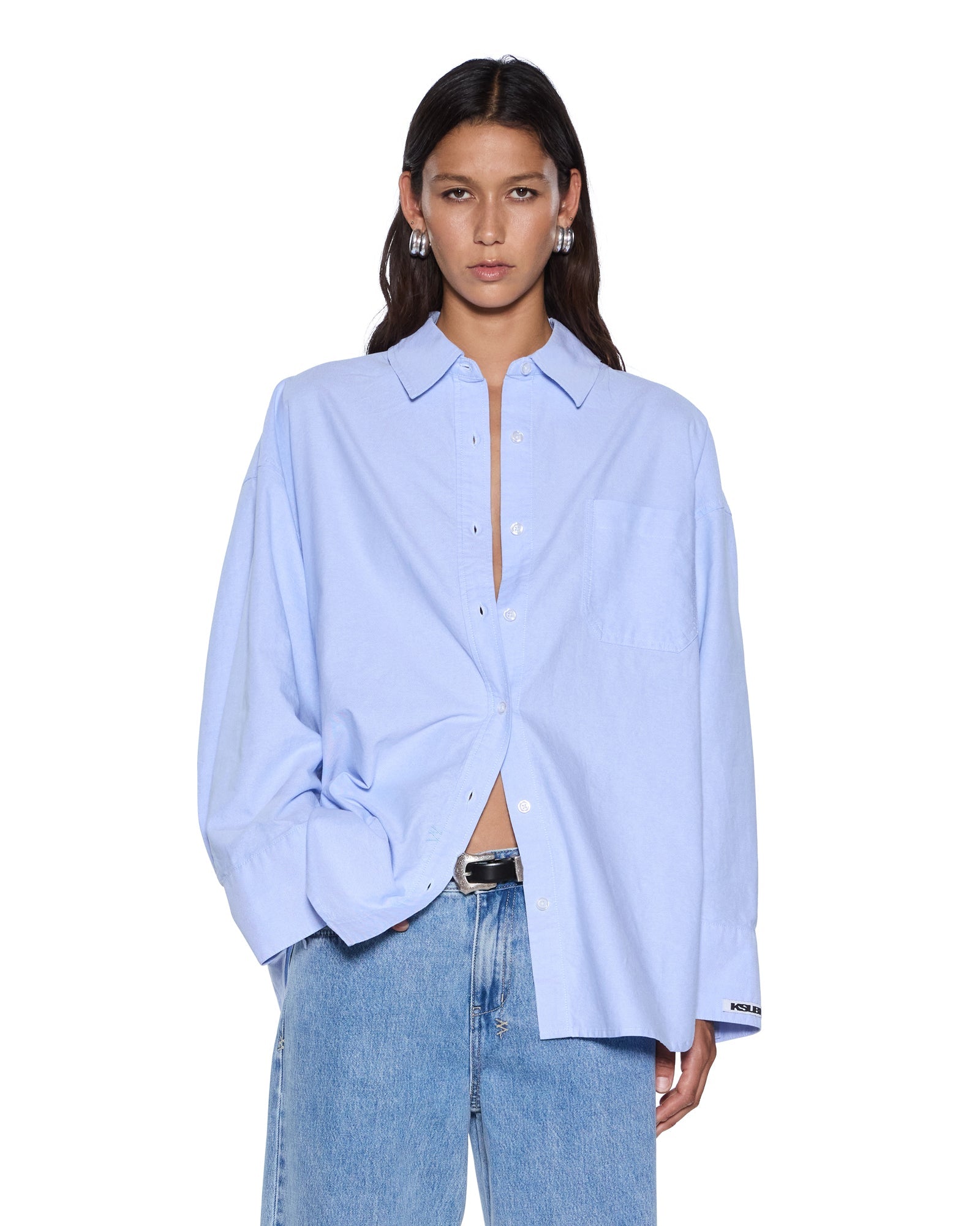 WOMENS ASTRA LS SHIRT BLUE OXFORD OVERSIZED SHIRTS