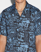 Mens Baddies Resort Ss Shirt Blue Regular Shirts - Blue