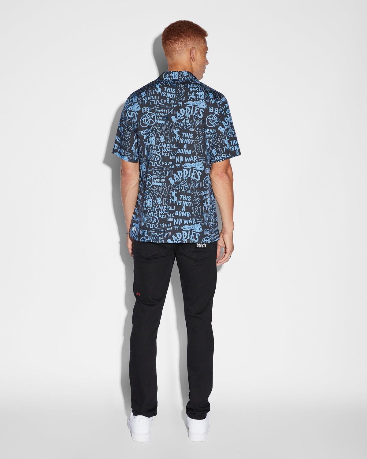 Mens Baddies Resort Ss Shirt Blue Regular Shirts - Blue