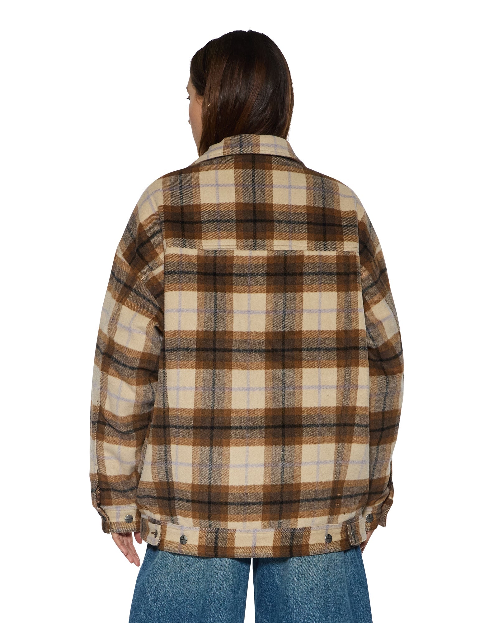 WOMENS  KSUPER TRUCKER JACKET PLAID OVERSIZED JACKETS