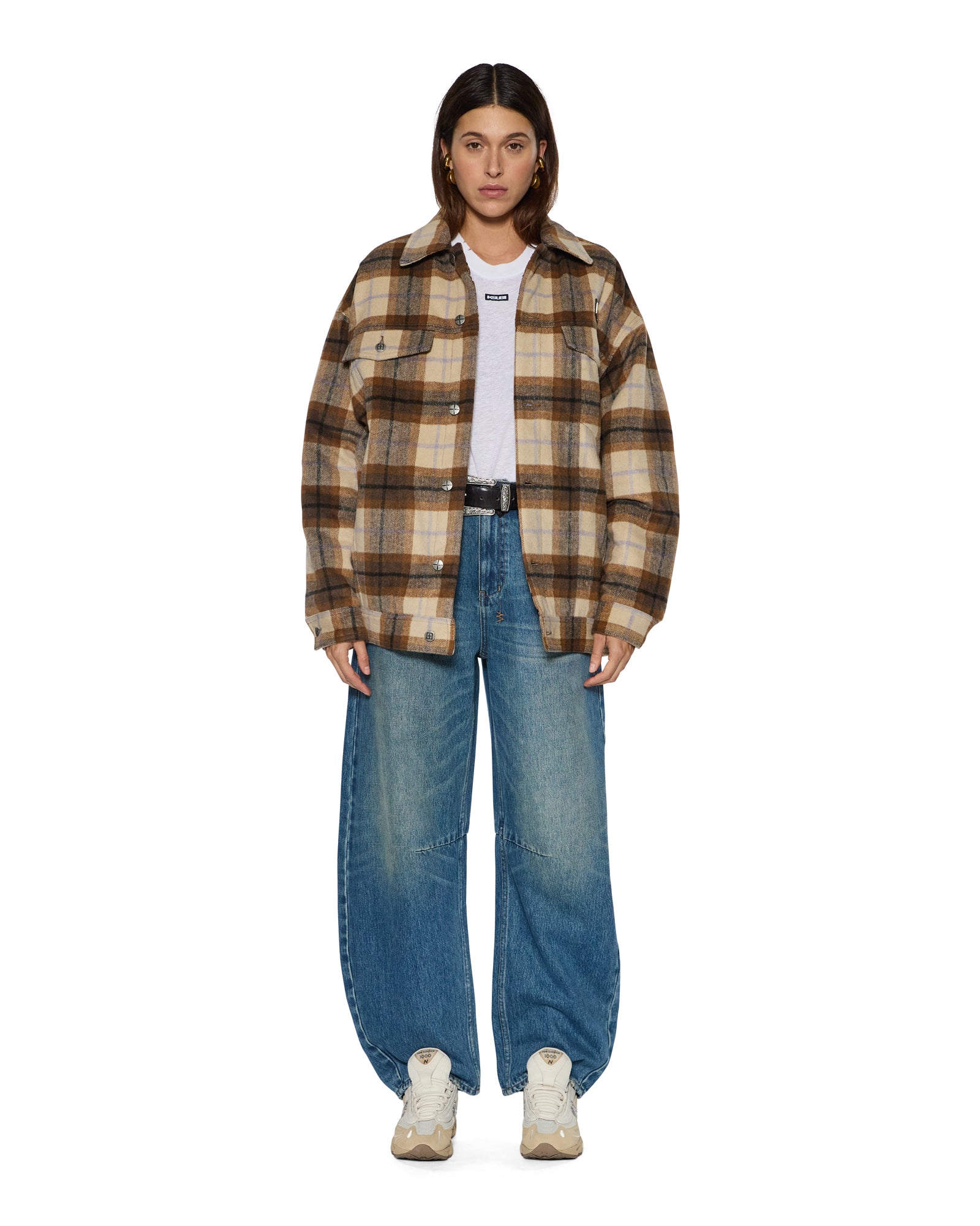 WOMENS  KSUPER TRUCKER JACKET PLAID OVERSIZED JACKETS