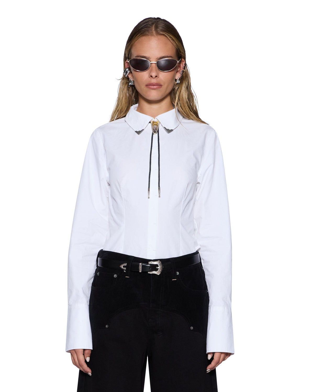 WOMENS DARE OPEN BACK LS SHIRT WHITE SHIRTS