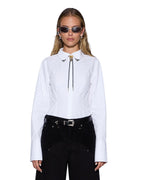 WOMENS DARE OPEN BACK LS SHIRT WHITE SHIRTS