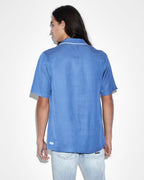 Mens Downtown Resort Ss Shirt Atlantic Regular Shirts - Blue