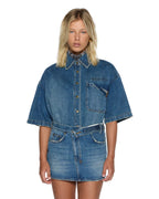 Womens Garage Ss Shirt Aged Relaxed Shirts - Denim