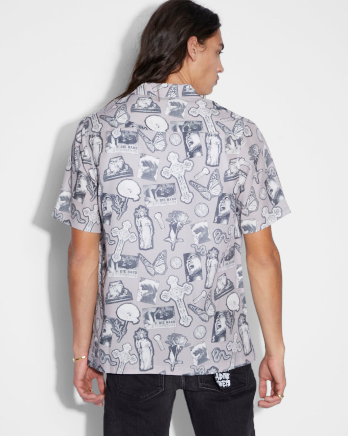 Mens Kut Out Resort Ss Shirt Silt Regular Shirts - Black