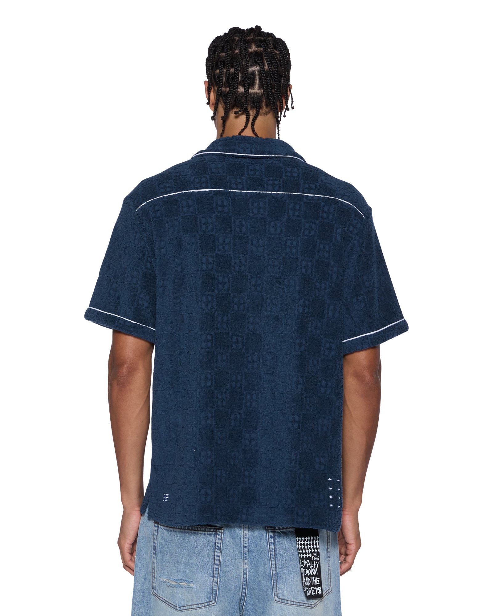 MENS  LOUNGE SS RESORT SHIRT NAVY REGULAR SHIRTS