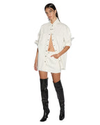 Womens Oversized Ls Shirt Prophetik Slice Oversized Shirts - White