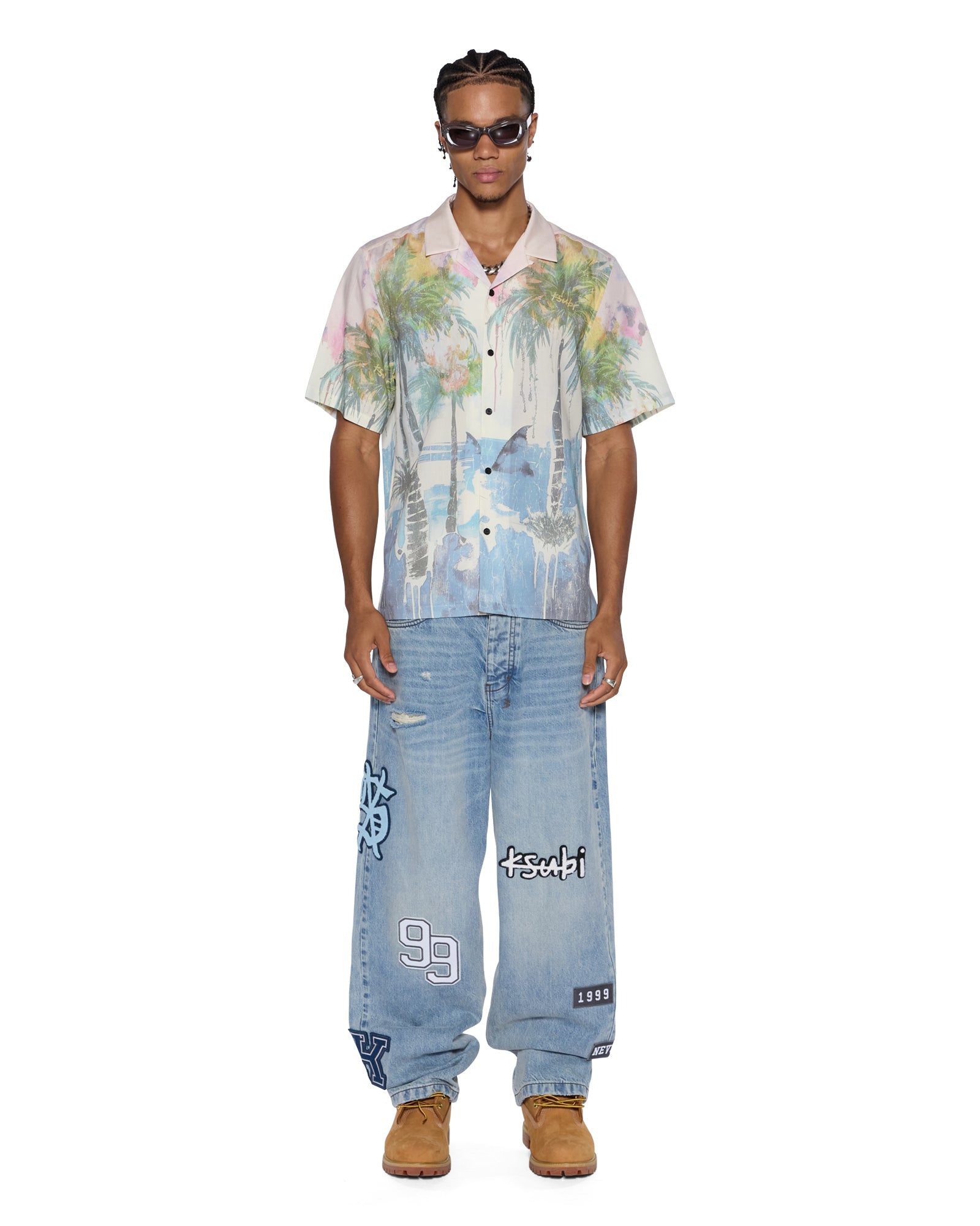 MENS MAXX STRIKER PATCHED BAGGY DENIM JEANS