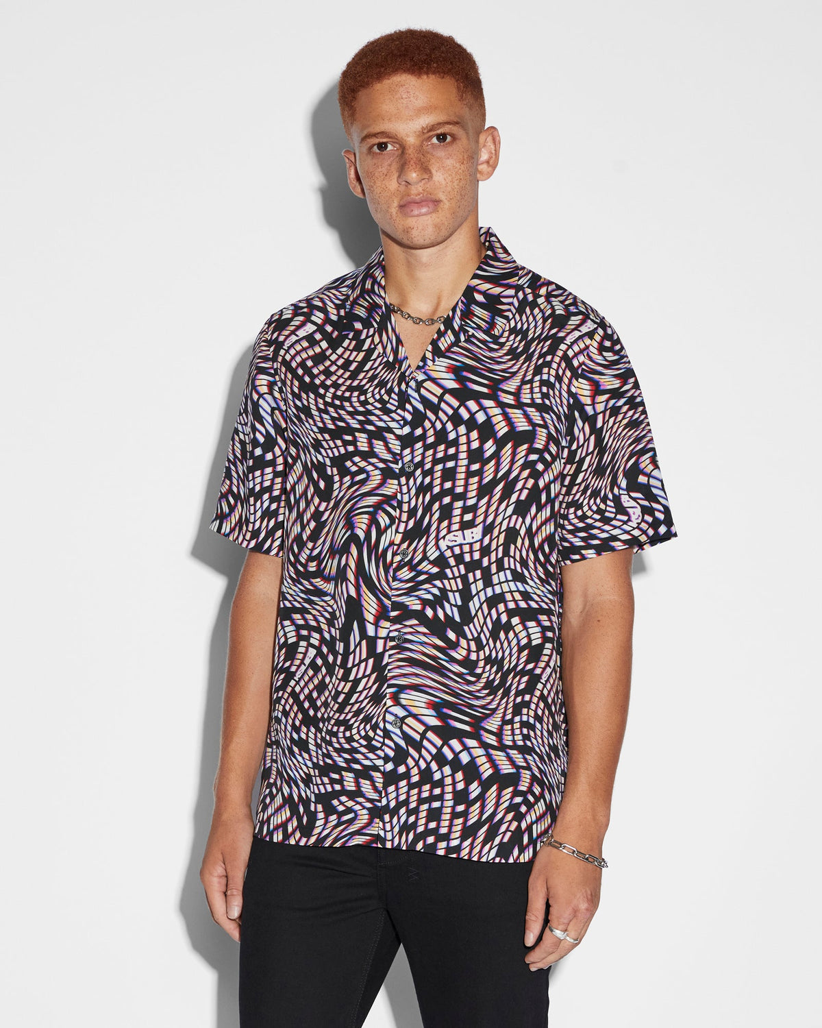 Mens Rainbow Road Resort Ss Shirt Multi Regular Shirts - Multi Colour