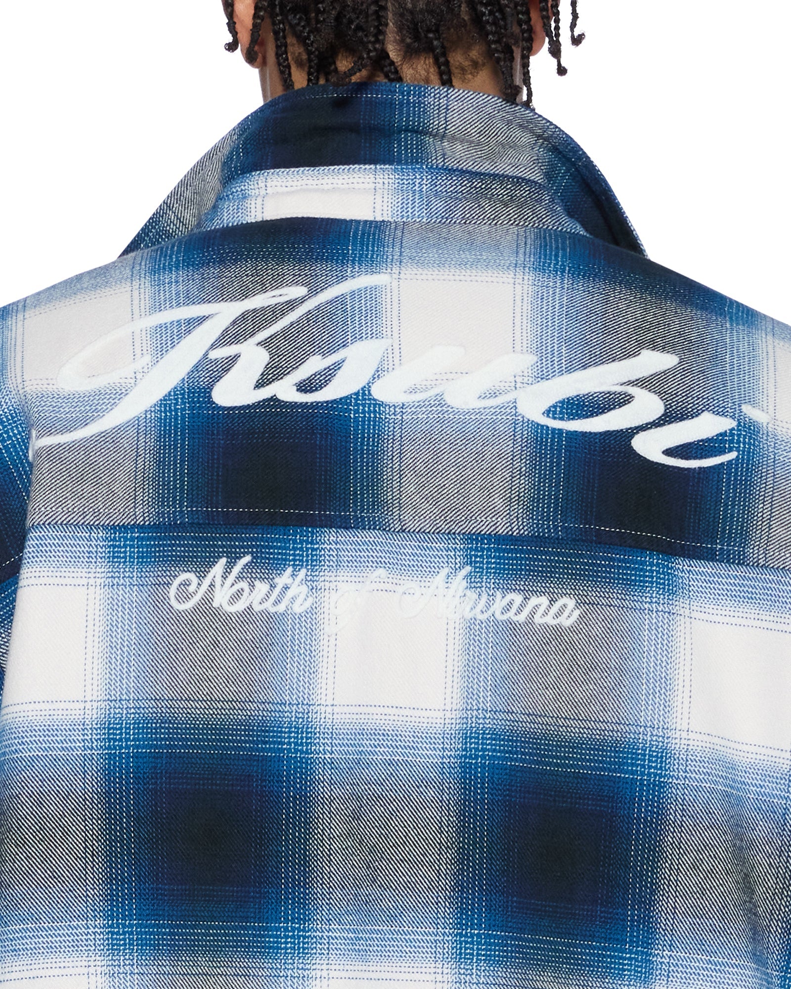 MENS  ROSEBOWL LS SHIRT SALTED BLUE REGULAR SHIRTS