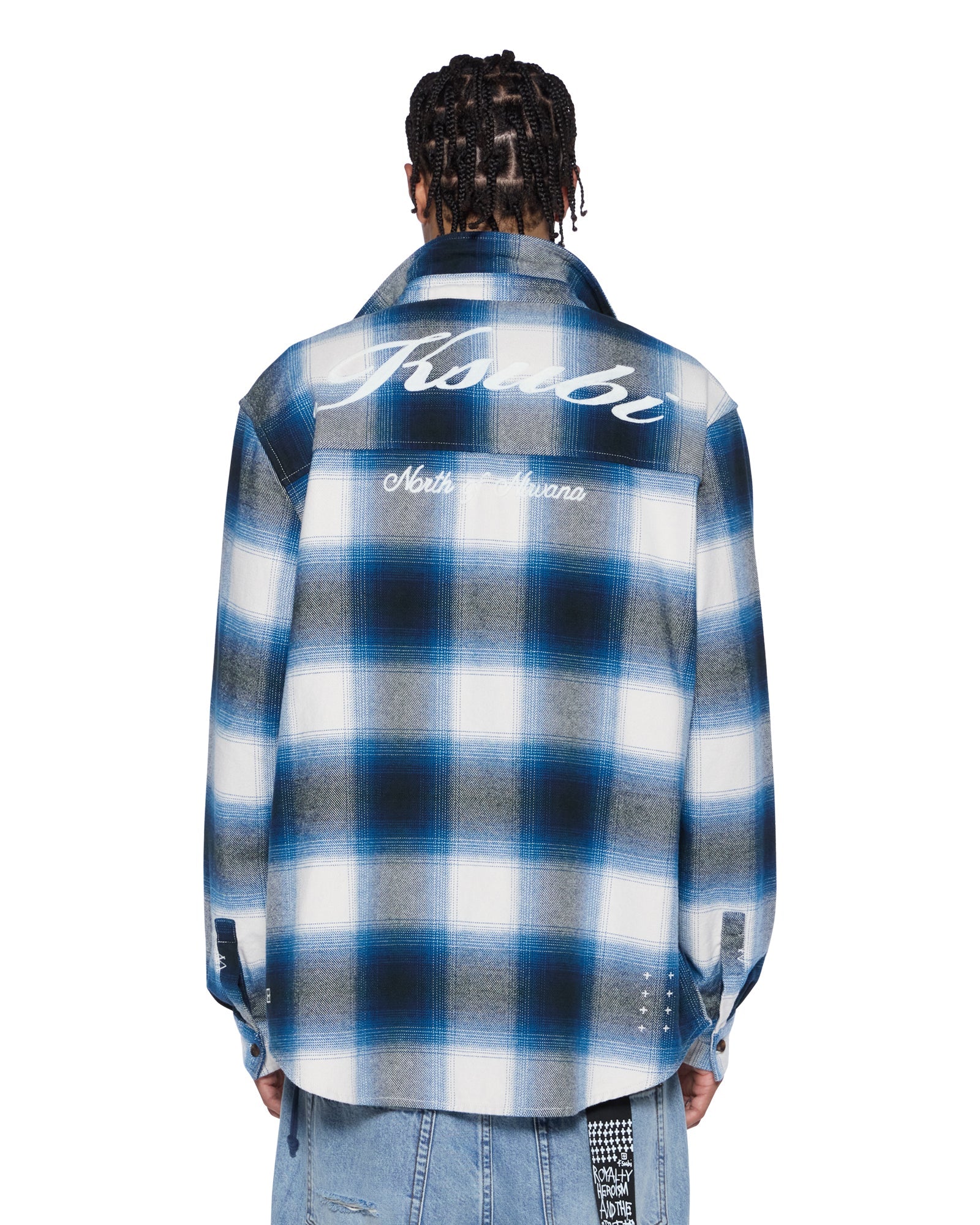 MENS  ROSEBOWL LS SHIRT SALTED BLUE REGULAR SHIRTS