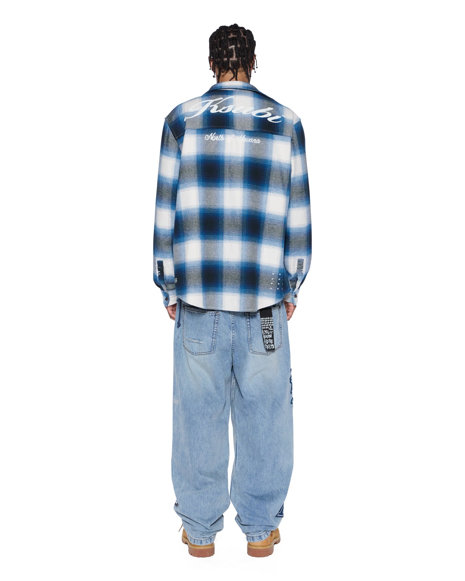 MENS  ROSEBOWL LS SHIRT SALTED BLUE REGULAR SHIRTS