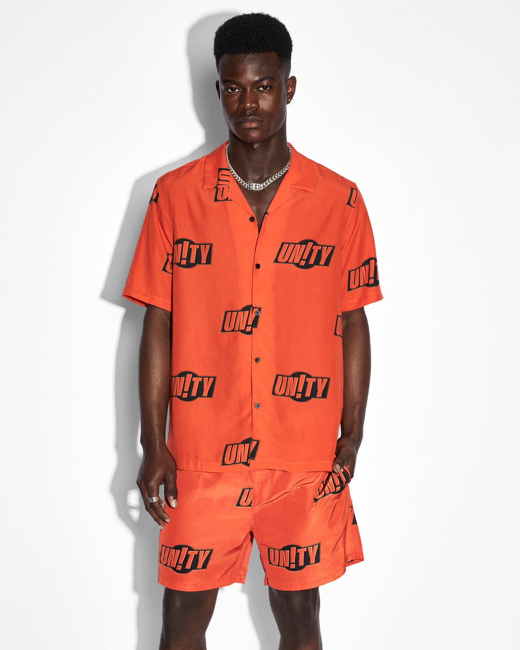 Mens Unity Sign Resort Ss Shirt Orange Regular Shirts - Orange