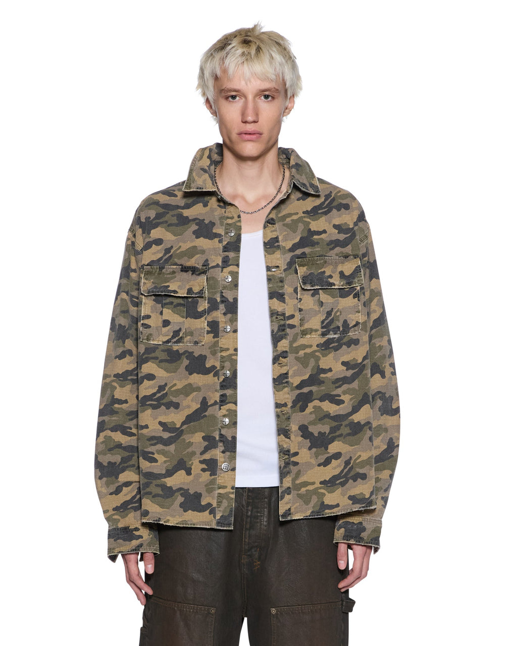 Mens Vulture Ls Shirt Camo Skinny Shirts - Green