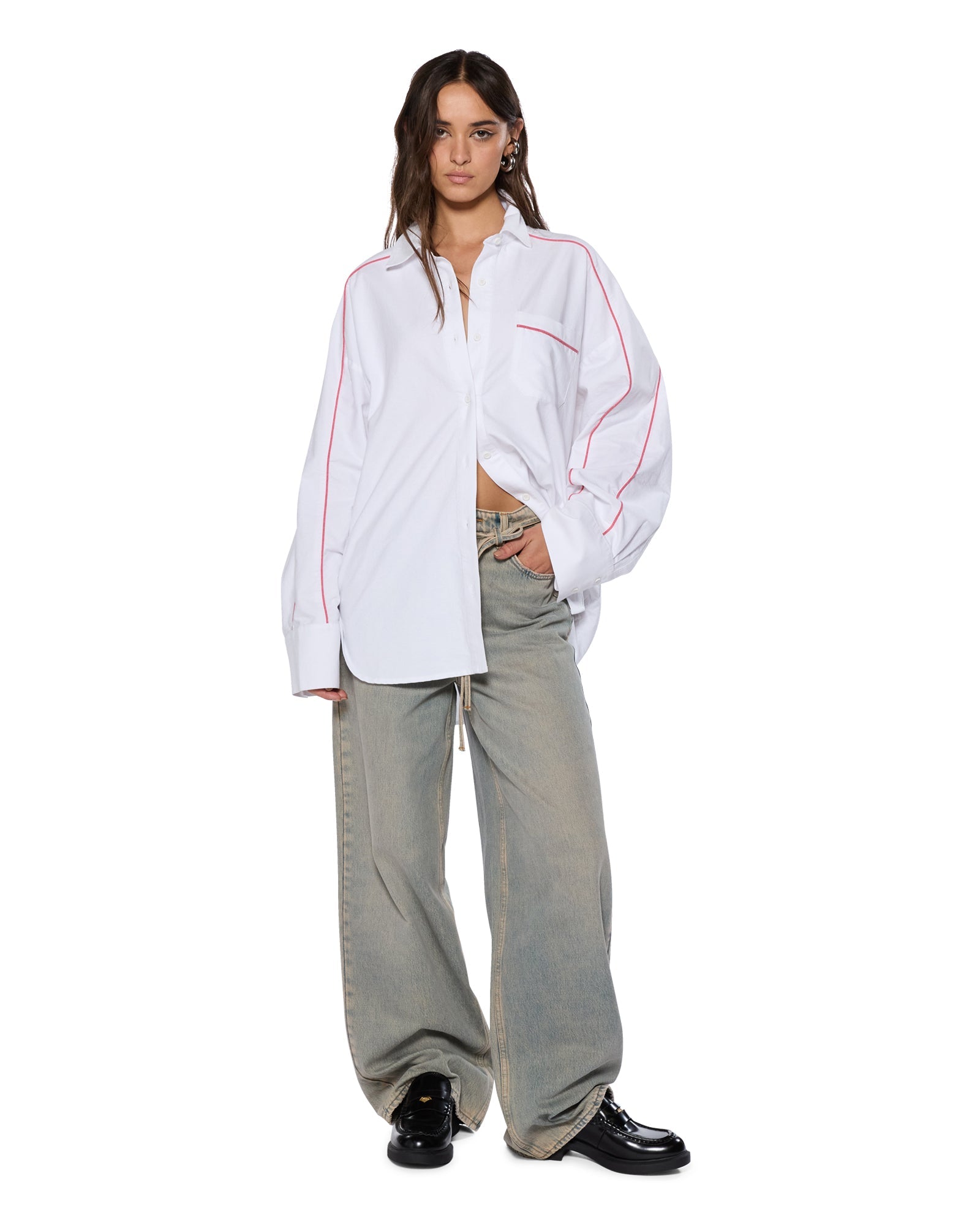 STINGER ASTRA LS SHIRT WHITE/RED