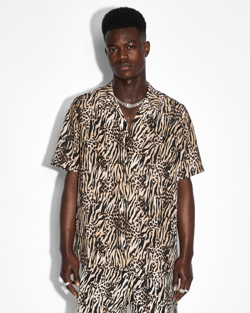 Mens Zoo Resort Ss Shirt Multi Regular Shirts - Multi Colour