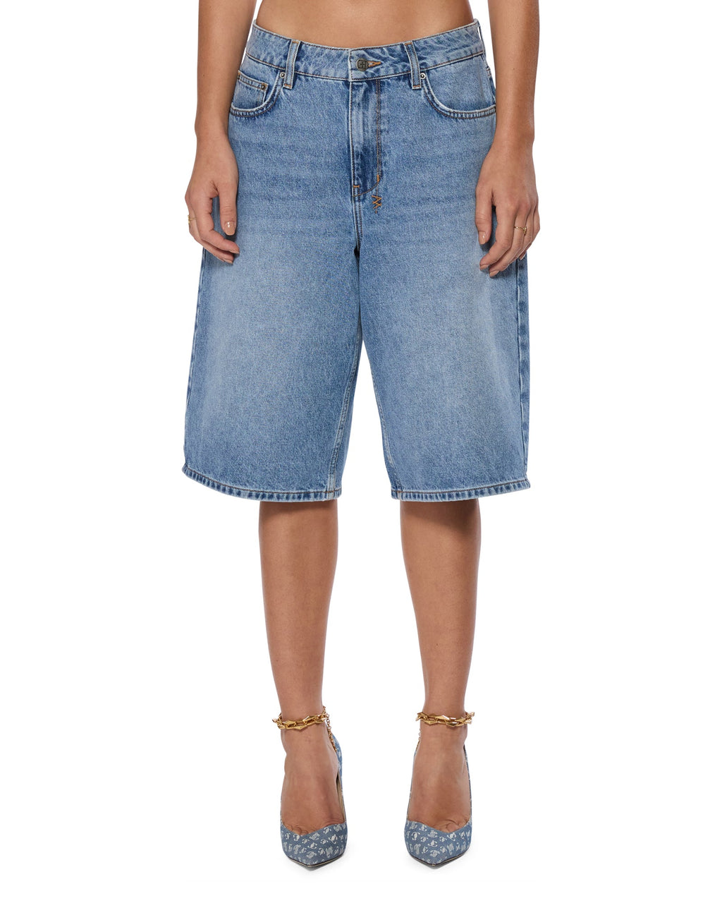 Womens Low Rider Short Swept Baggy Walkshorts - Denim