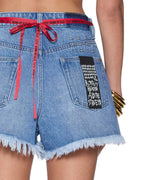 Womens Elle Short Frenchie Blue A Line Walkshorts - Denim