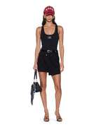 WOMENS STACKED ORIGIN TANK BLACK FASHION TOPS
