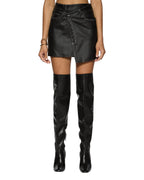 Womens Rap Skirt Slicker A Line Skirts - Black