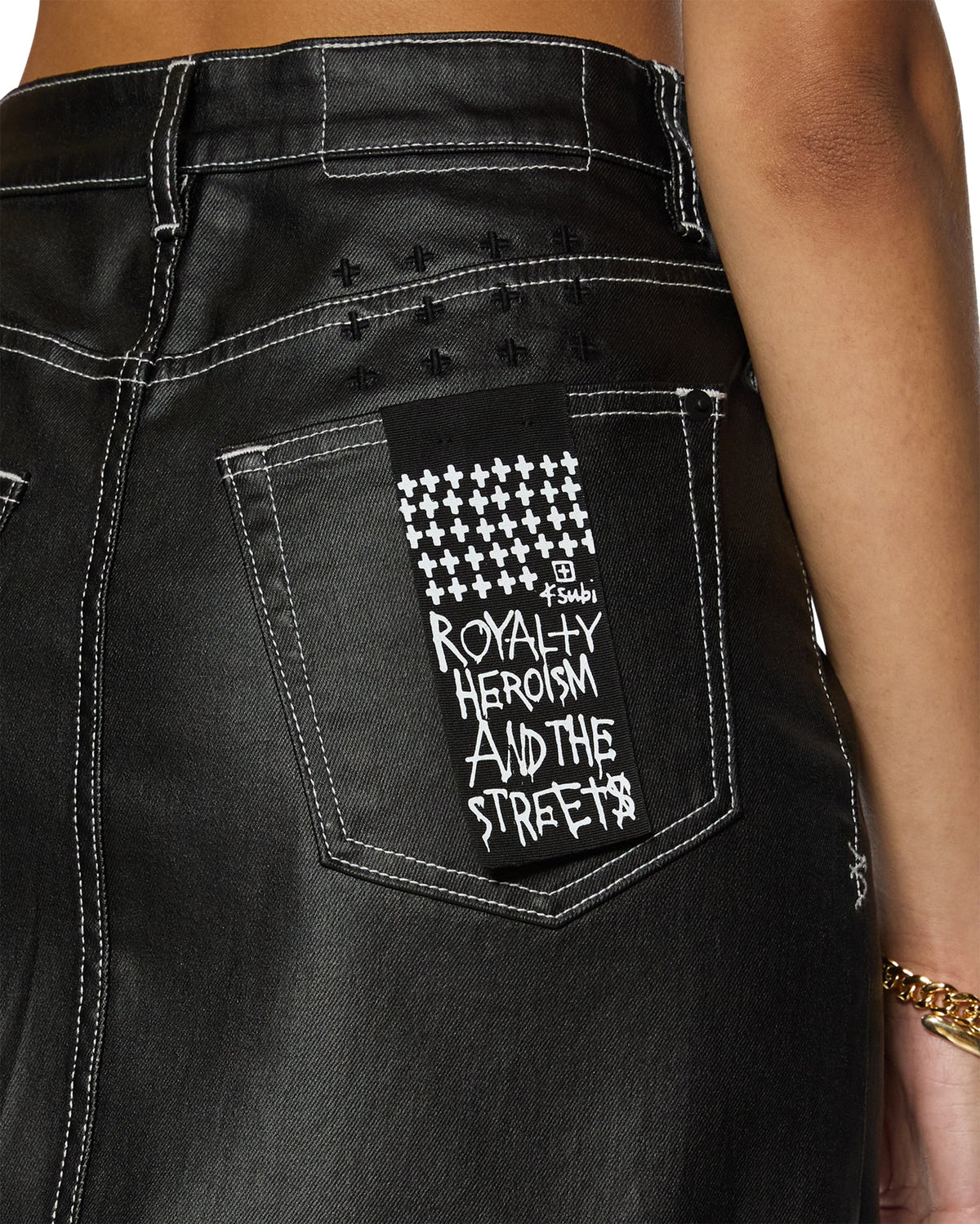 Womens Rap Skirt Slicker A Line Skirts - Black