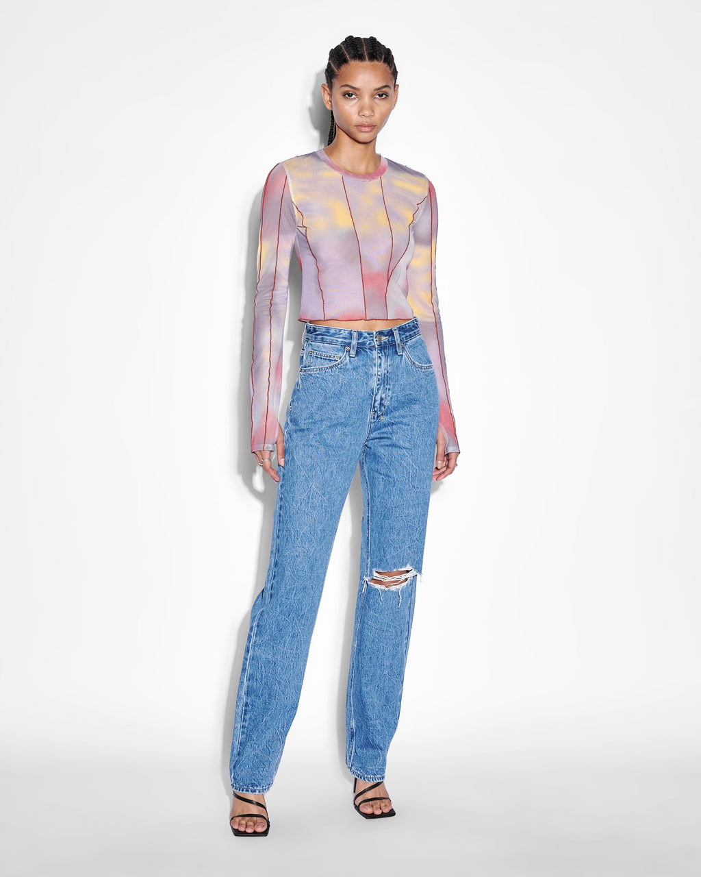 Womens Playback Ramble Trashed Straight Denim Jeans - Denim