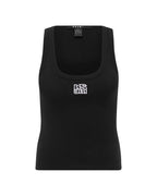 WOMENS STACKED ORIGIN TANK BLACK FASHION TOPS