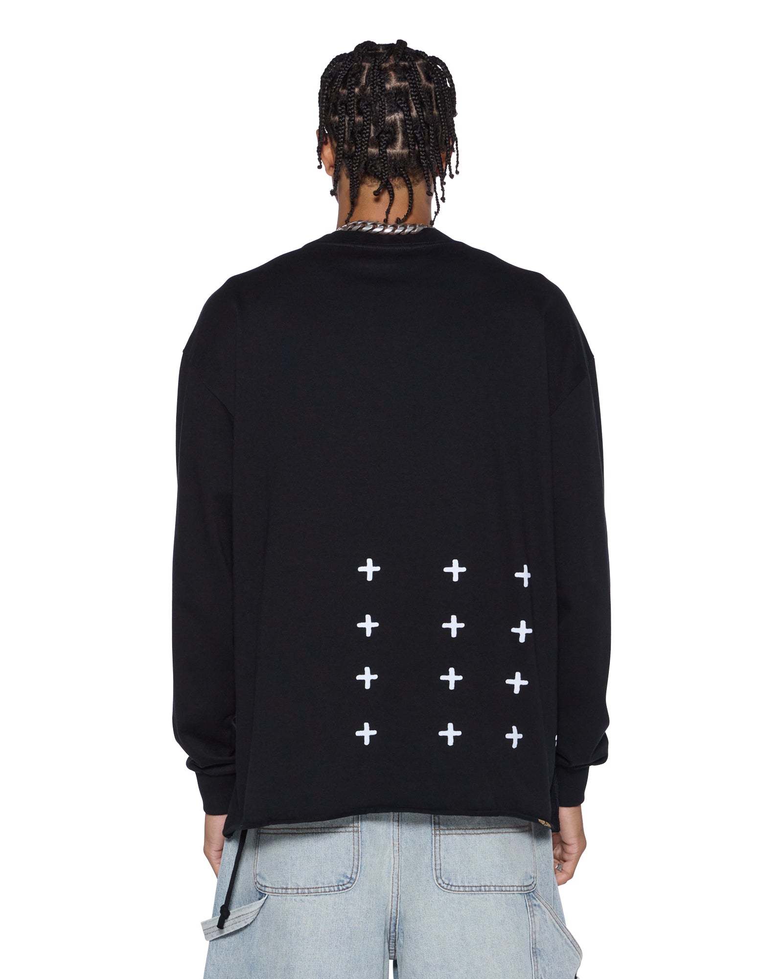 MENS  PLATED LS TEE BLACK REGULAR TEES