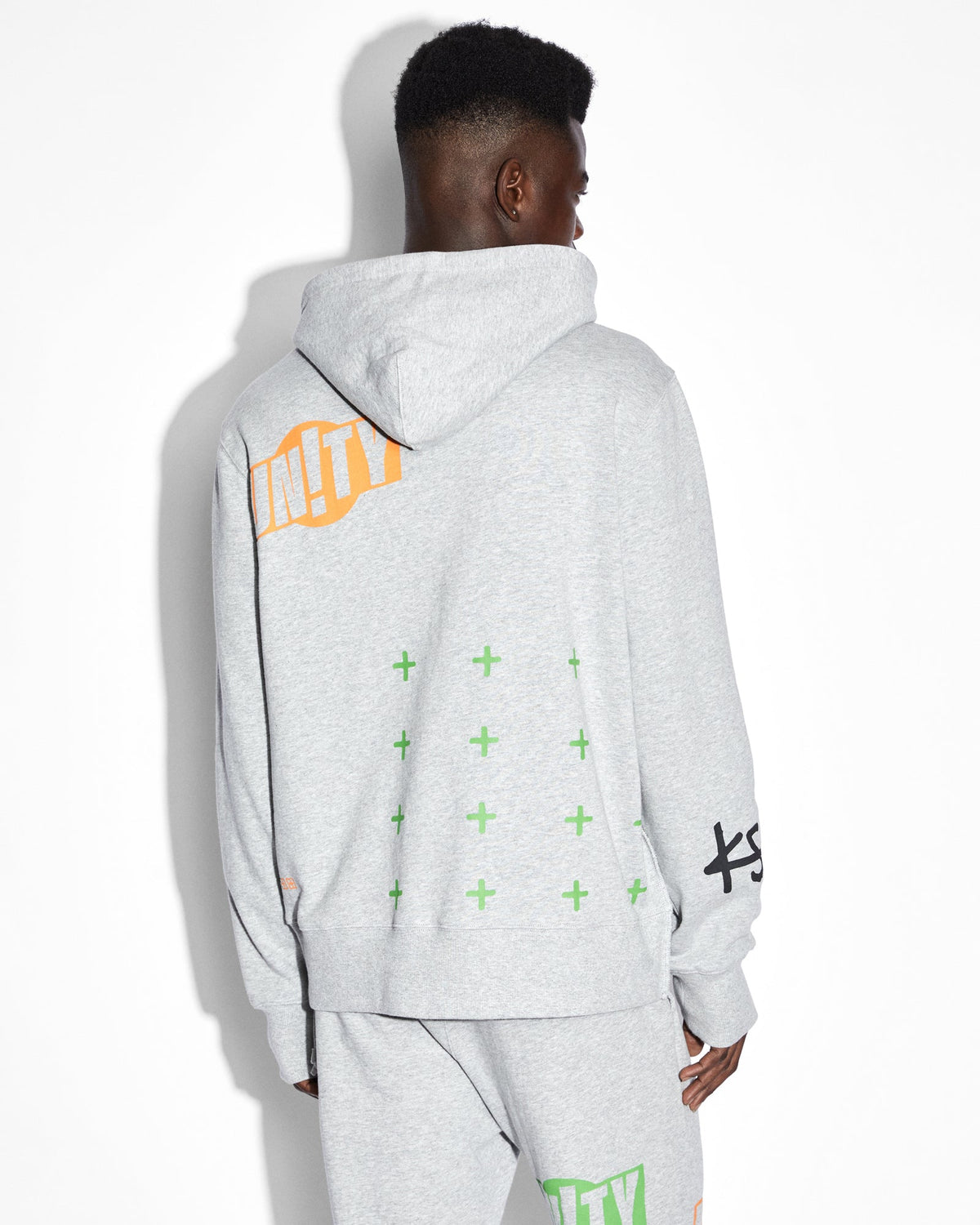 Mens Collective Kash Hoodie Grey Marle Regular Fleece - Grey