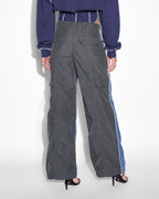 Womens Baggy Jean Nylon Splice Relaxed Denim Jeans - Multi Colour
