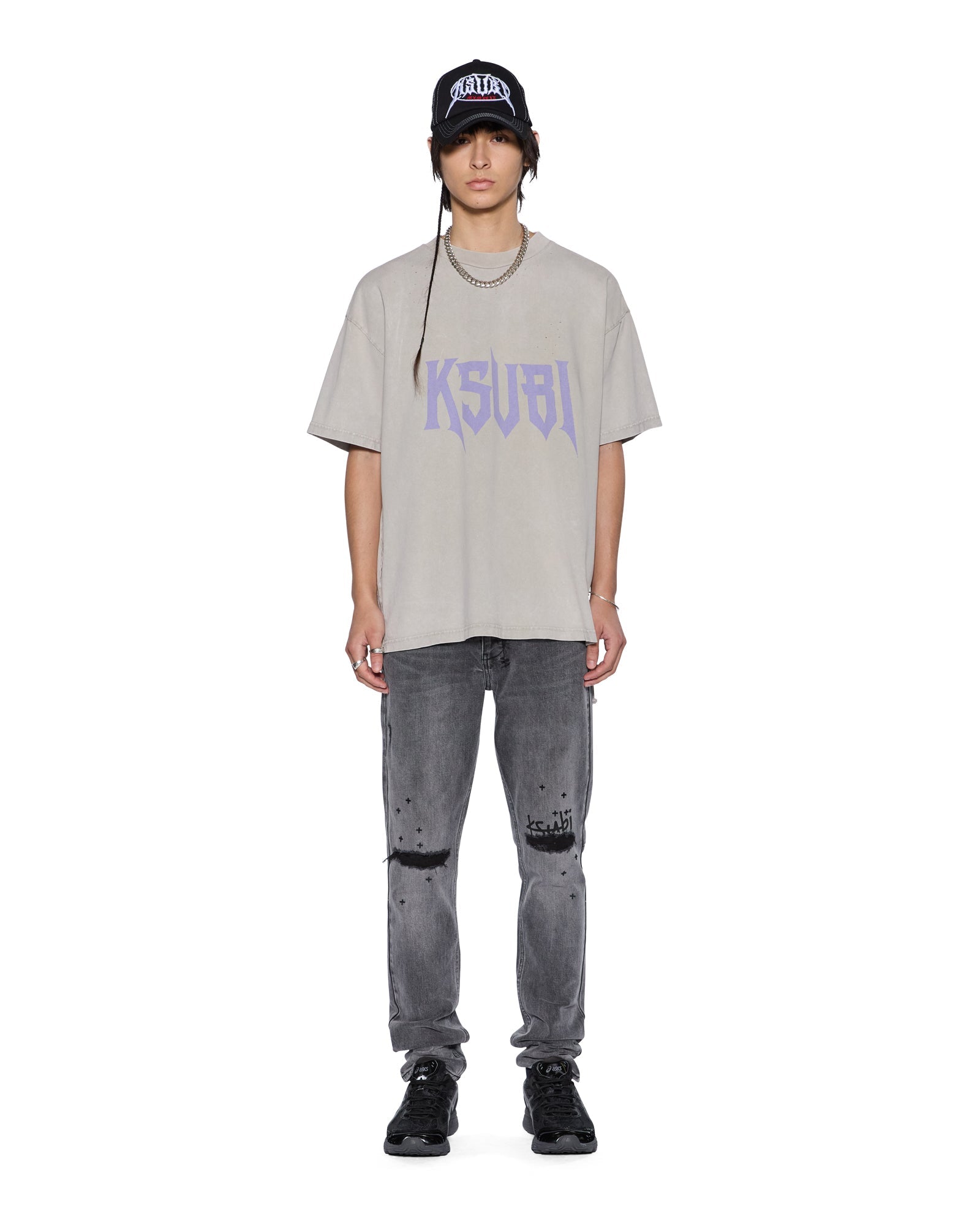 MENS  BLASTED EKCESS SS TEE SMOKE GREY OVERSIZED TEES