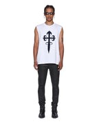 Mens Kaliba Ekcess Cut Off Tee Tru White Oversized Tees - White