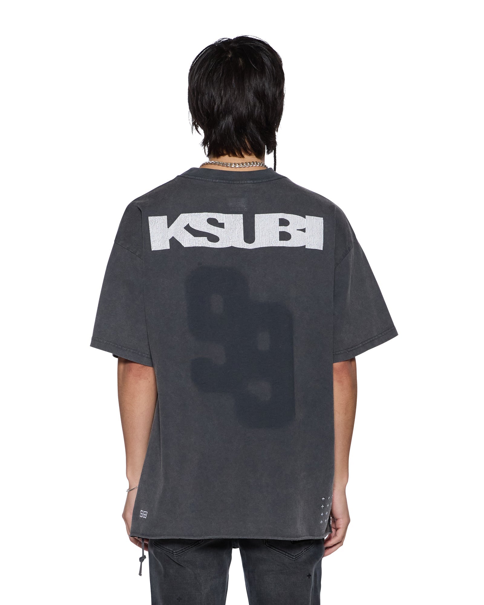 MENS  RUGGED EKCESS SS TEE BLASTED BLACK OVERSIZED TEES