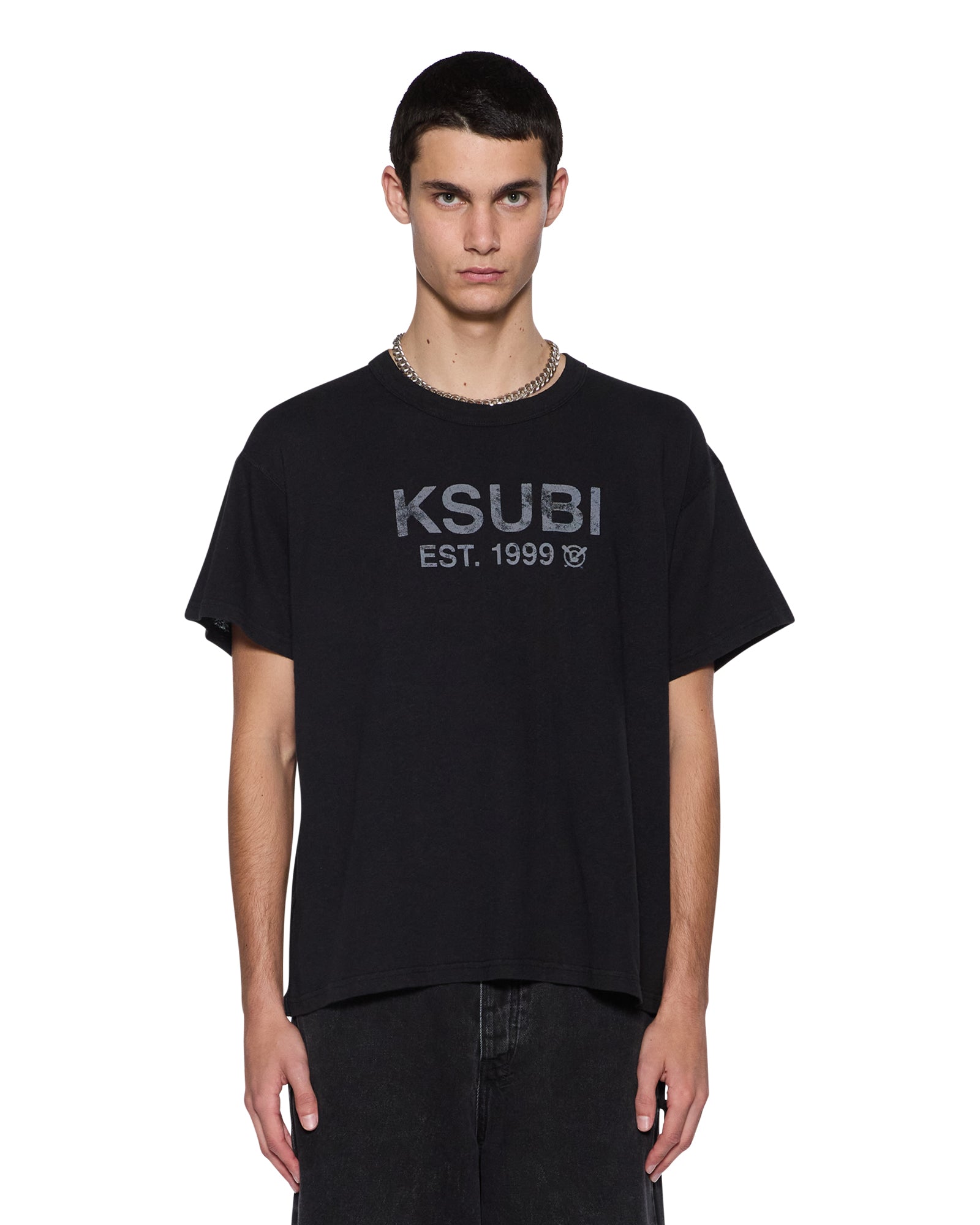 MENS  STATE SLUB SID SS TEE BLACK REGULAR TEES