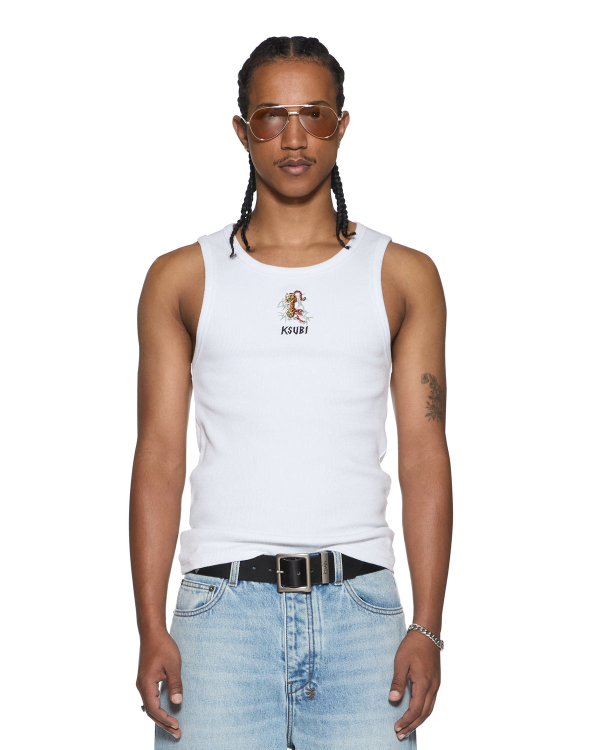 Mens Stay Up Halen Debut Singlet Tru White Baggy Tees - White