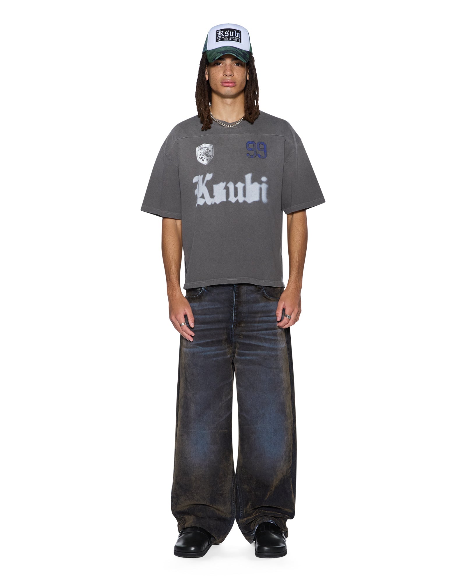 MENS  UTOPIA HALEN RAGLAN SS TEE CHARCOAL BAGGY TEES