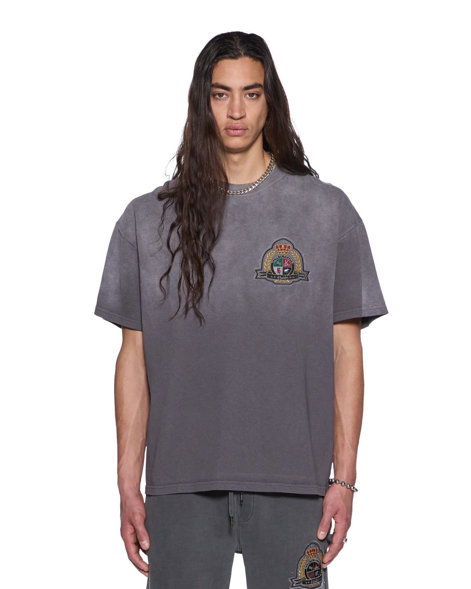 MENS  KREST EKCESS SS TEE CHARCOAL OVERSIZED TEES