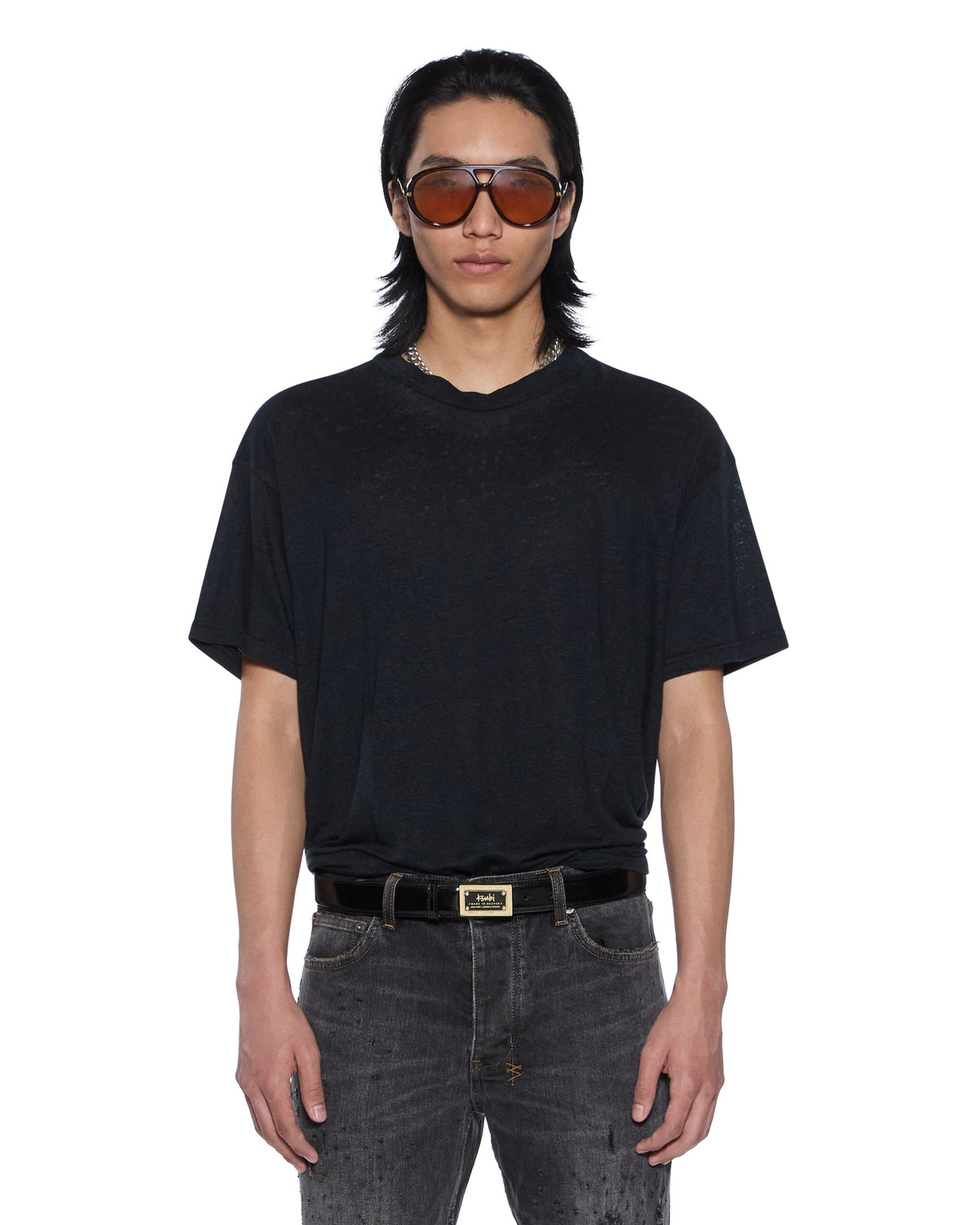 SID LINEN SS TEE JET BLACK