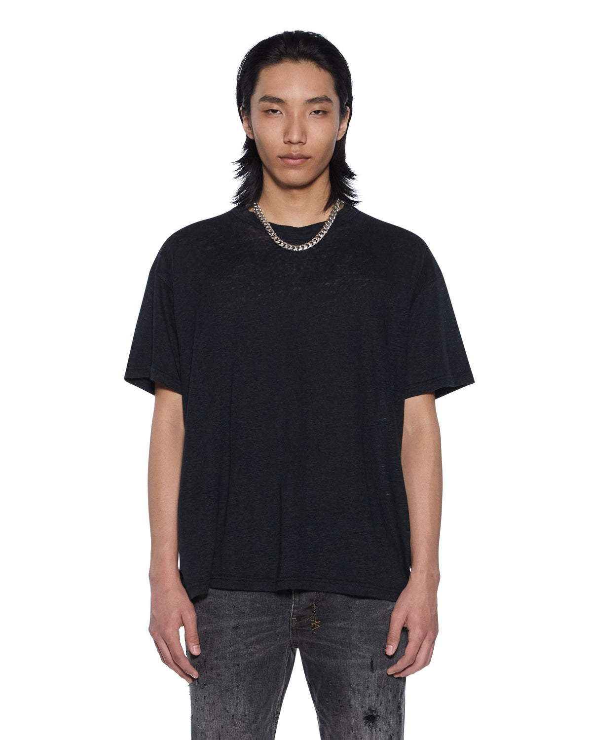 SID LINEN SS TEE JET BLACK