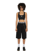 WOMENS STACKED ORIGIN CROP BLACK FASHION TOPS