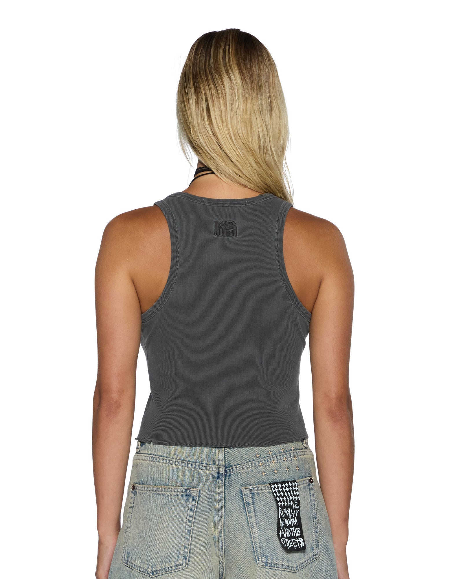 WOMENS  ORIGIN TANK GARTER CHARCOAL FITTED FASHION TOPS