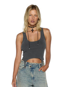 WOMENS ORIGIN TANK GARTER CHARCOAL FASHION TOPS