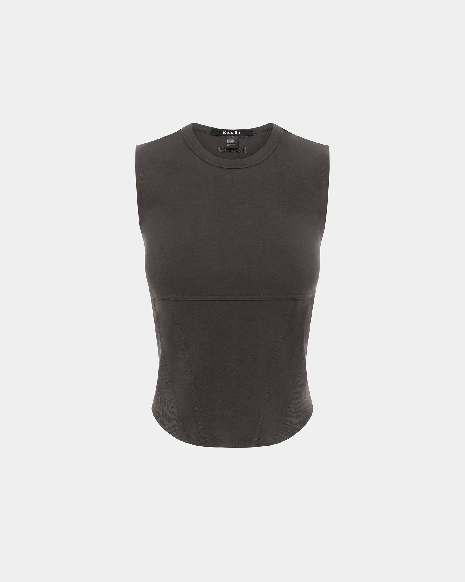 WOMENS  STAGED TANK WASHED BLACK FITTED TEES