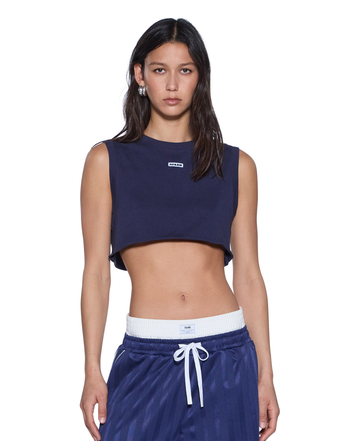 LABELS CROP TANK NAVY