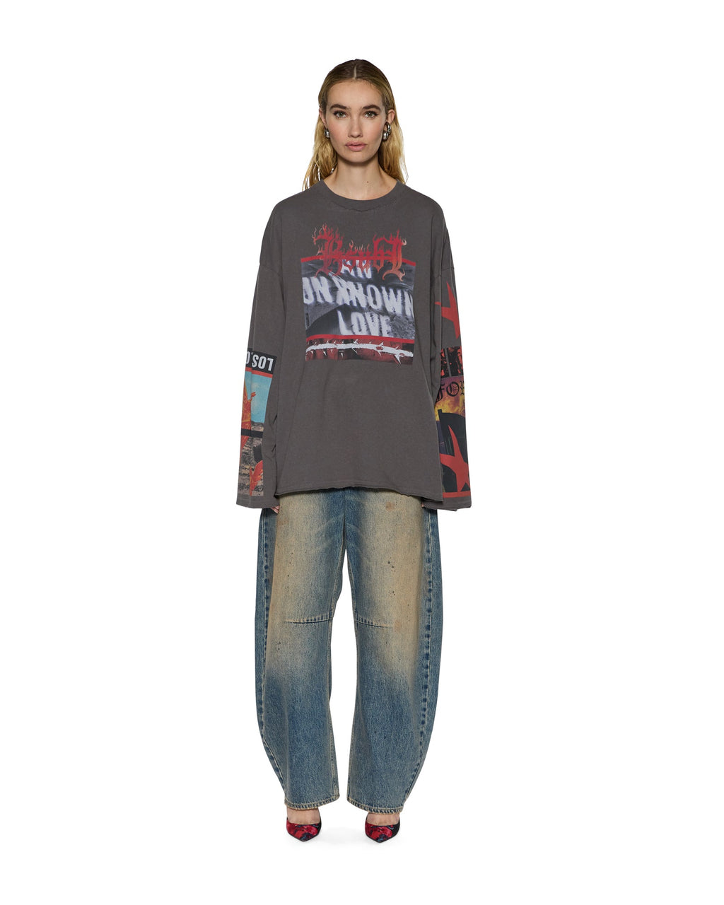WOMENS ALTAR LS BOYFRIEND TEE CHARCOAL TEES